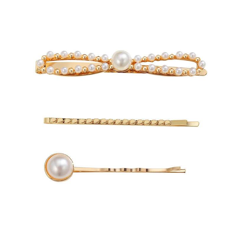 

CHIMERA Women Girls Pearl Hair Clips 3Pcs/Set Barrettes Alloy Metal Hairpins Elegant Headwear 2019 Ins New Fashion Accessories