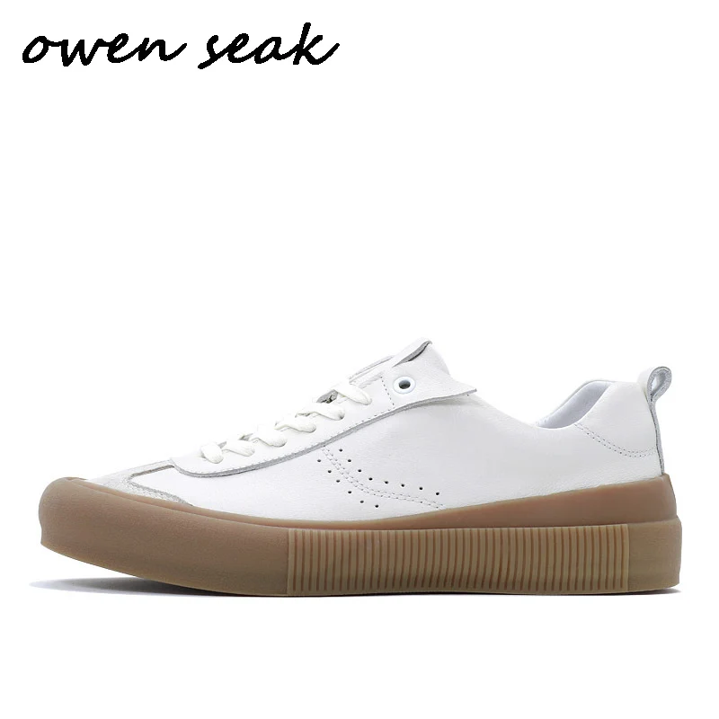 Jaunes Or Chaussures À Seak De Vache Appartements Owen Printemps D'été Homme Luxe Baskets Hommes Cuir Blanc Sneakers Lacets En Décontractées blanc BoedWCxr
