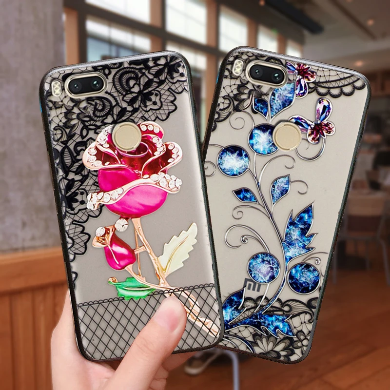 

YueTuo coque,cover,case,For Xiaomi Mi 5X A1 MIa1 Mi5X Pocophone F1 Luxury 3d On Hard PC Phone Protector Flower back cases