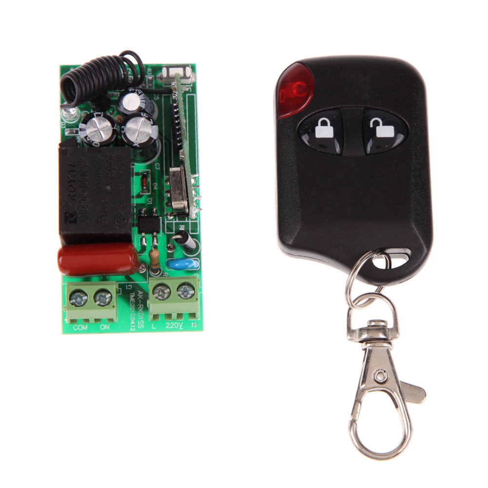 

AC180-240V 315MHz 433MHz Remote Control Switch with 2-Button Remote Control for garage/industrial control/ door locks/telemetry