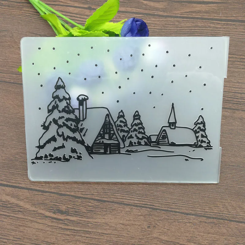 

Christmas Embossing Folder DIY Card Papercraft Scrapbooking Decor Template Diary