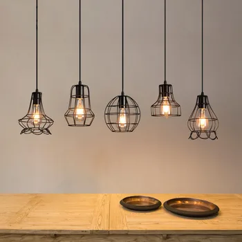 

Vintage Industrial Retro Pendant Lamp Edison Light E27 Holder Iron Restaurant Bar Counter Attic Bookstore Cage Lamp
