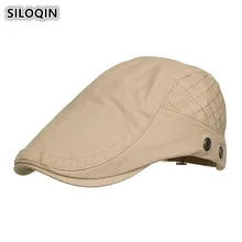 SILOQIN мужские хлопковые береты решетки вышитые дышащие Простые ретро-козырек кепки для взрослых мужчин бренд Resizeable папа шляпы