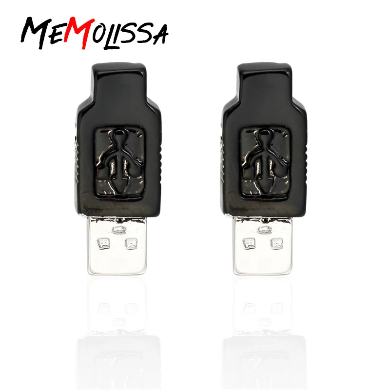 Memolissa Модный Французский USB дизайн запонки для мужские женские черные USB манжеты кнопки уникальные Личная рубашка запонки ювелирные изделия