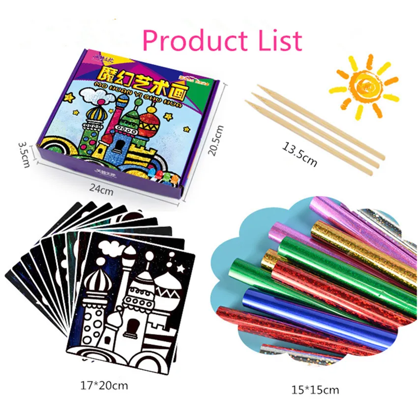1Set Magic Drawing Paper Toy Children Birthday Gifts Educational Toy Colored Magic Painting Drawing Board For Kids Magic Sticker