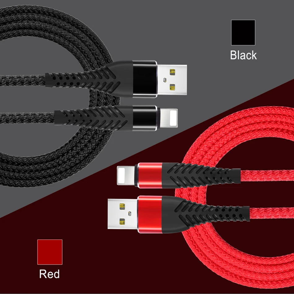 NOHON 3 м 2 м 1 м высокопрочный 8-контактный USB кабель для быстрой зарядки для iPhone 8X7 6 6S Plus 5 5S 5C SE iOS 10 9 8 iPad кабель для синхронизации данных