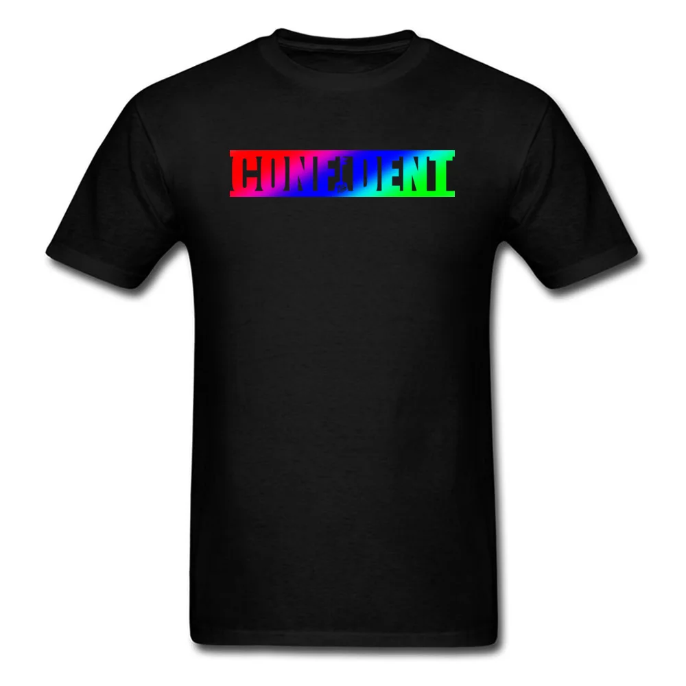 2018 New Student T-shirts Round Collar Short Sleeve 100% Cotton Fabric Confident LGBT+ Tops Shirt Printed Tops & Tees Confident LGBT+ black