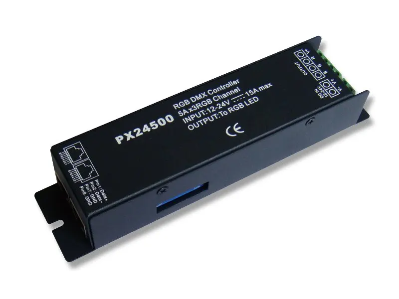 

PX24500 (RJ45 interface ),DMX 512 decoder ,can drive 5A each CH. 256 level brightness ,full color control
