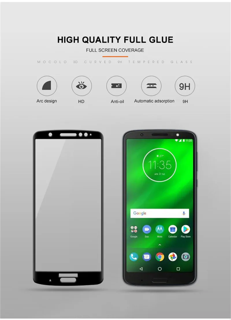 9D стекло для motorola moto g7 plus закаленное стекло для moto one power p30 note g6 play e5 e4 plus защитная пленка полное покрытие клеем