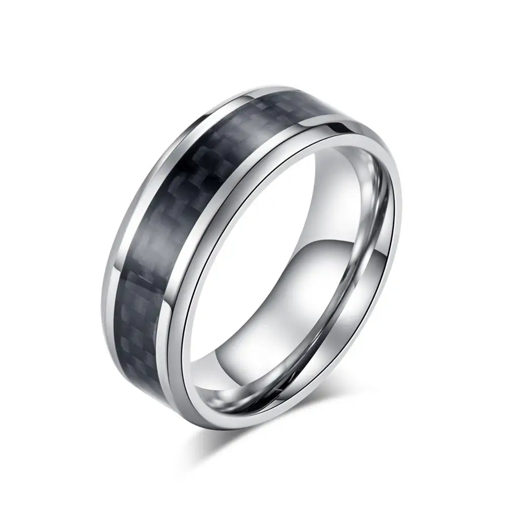 Высококачественное модное мужское кольцо из нержавеющей стали и углеродного волокна, мужское кольцо для пары, черное серебряное мужское Ювелирное кольцо для мужчин - Main Stone Color: 0000083