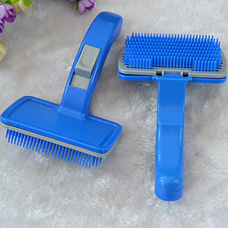 

New Hot Sale Blue color Pet Dog Cat Fur Hair Grooming Self Quick Clean Shedding Tool Brush Comb