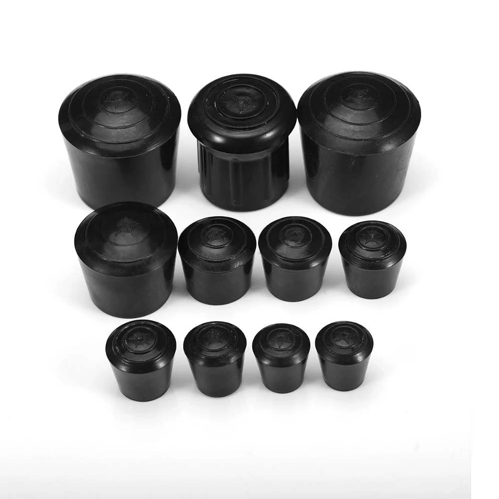 12PCS 10-35mm Inner Diameter Black Round Furniture Chair Table Legs Feet Rubber Covers Floor Protectors Caps