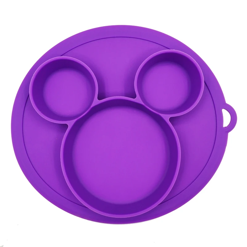 Baby Safe Silicone Dining Plate Solid Cute Cartoon Children Dishes Suction Toddle Training Tableware Kids Feeding Bowls
