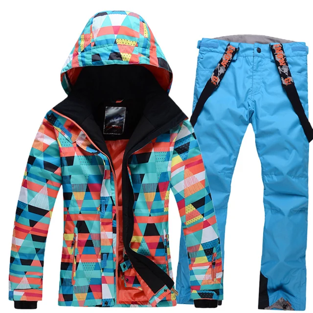 Cheap Gsou snow ski suit female set thickening waterproof outdoor skiing winter thermal underwear