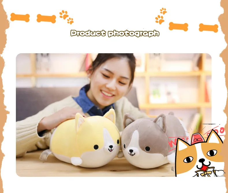 Brinquedo de Pelúcia Presente dos Desenhos Animados para Crianças Presente para Meninas Quente Bonito Corgi Cão Recheado Macio Animal Travesseiro Adorável Kawaii Valentine 1pc 60cm 3 de pelúcia recheado macio animal travesseiro adorável