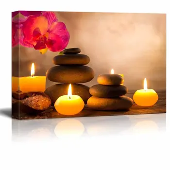 

HD Print 1 Panel Modern Flower Stone Candles Landscape Wall Art For Home Decor Canvas Painting