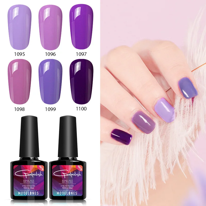 Modelones Фиолетовый Цвет УФ-гель для ногтей замочить от 10 мл Led Лак для ногтей длительный УФ гель полуперманентный лак Эмаль