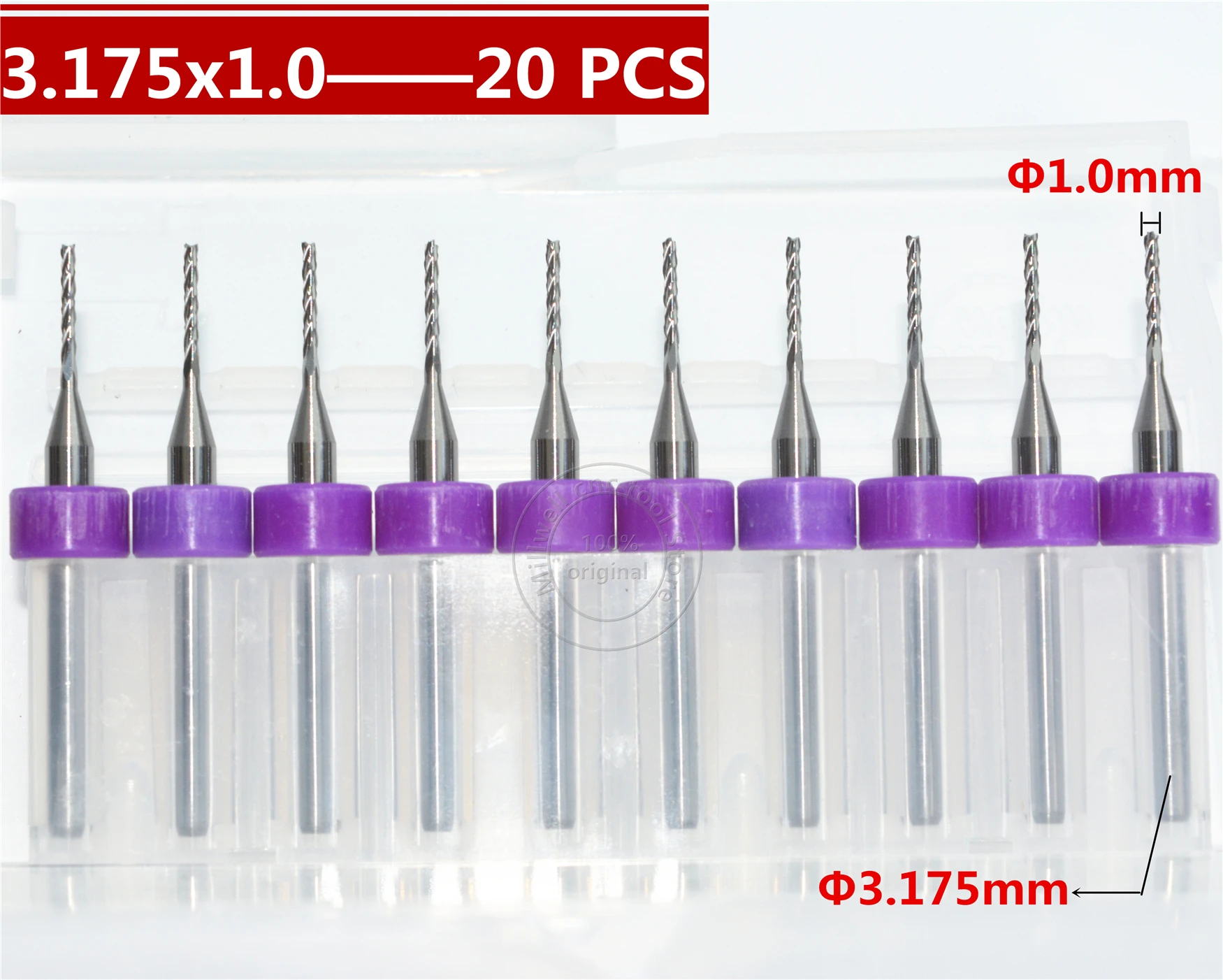 

10 PCS-3.175mm(1/8'')*1.0mm, CNC Drill Bit,Micro PCB Board drill,Nanotechnology Tungsten steel cnc tool,Smooth chip removal