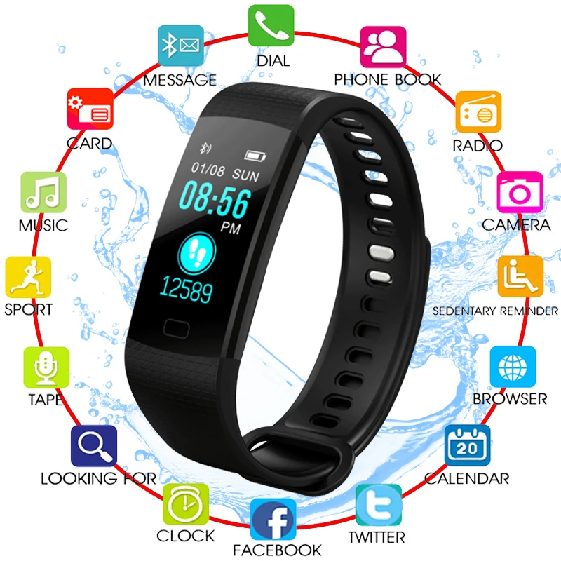 

New Color Screen Waterproof Smart Watch With Heart Rate Monitor Blood/oxygen Pressure Pedometer Fitness Tracker Smartwatch