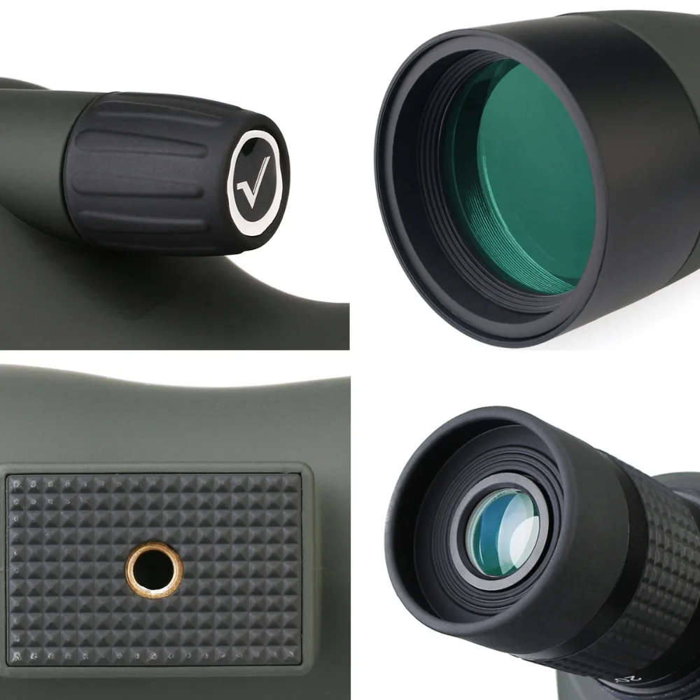 SV28 Spotting Scope 20-60x60 Straight 180 Degree Zoom Telescope Waterproof for Hunting Birdwatch w/Soft Carry Case+Tripod F9308E