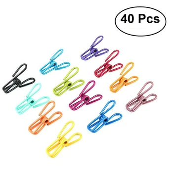 

40Pcs Clothes Pegs Laundry Pegs Towel Clips Colorful PVC-Coated Steel Wire Clips Holders for Drying Clothesline