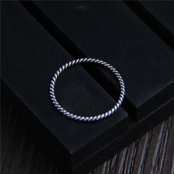 

C&R Pure 925 Sterling Silver Rings for Women twist Very slim female Thai Silver tail rings Fine Jewelry Size 4-7