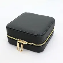  Customized Korean Style Girl Jewelry Box Portable Genuine Leather Earrings Ring Case Multi-function Jewelry Storage Box 