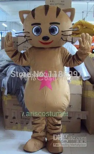 

Лидер продаж, карнавальный костюм-талисман с изображением коричневого кота, маскарадный костюм-талисман с изображением животного, бесплатная доставка