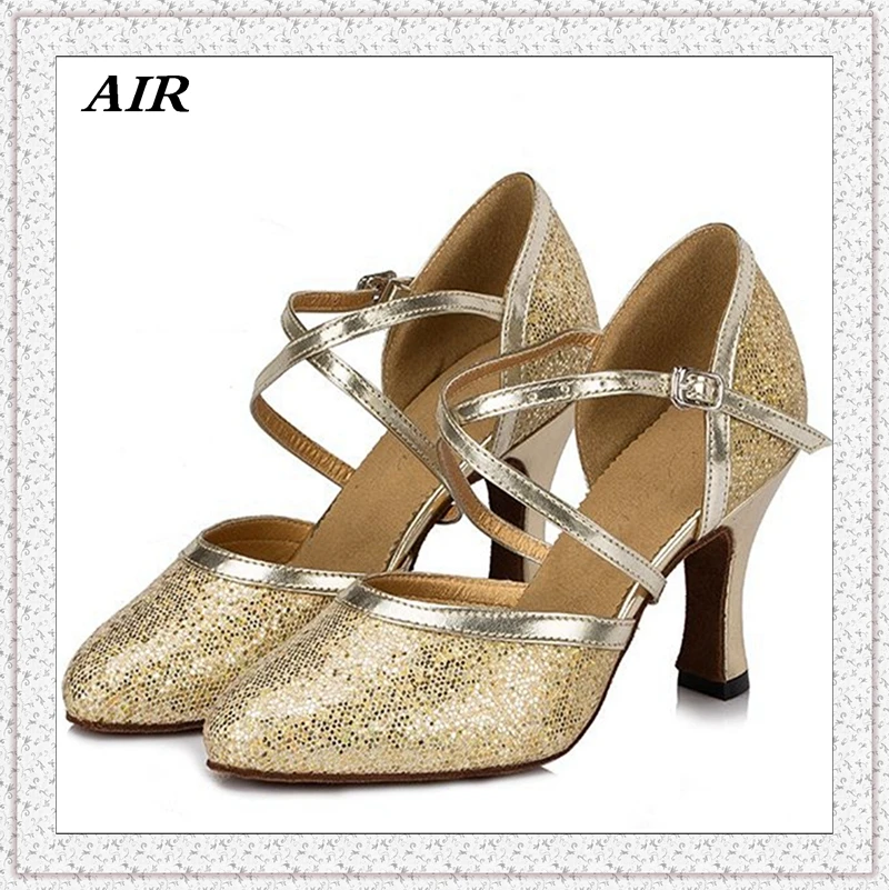 Sequined Cloth Comfortable Silver Women s Salsa Ballroom font b Tango b font Shoes Pointed Toe