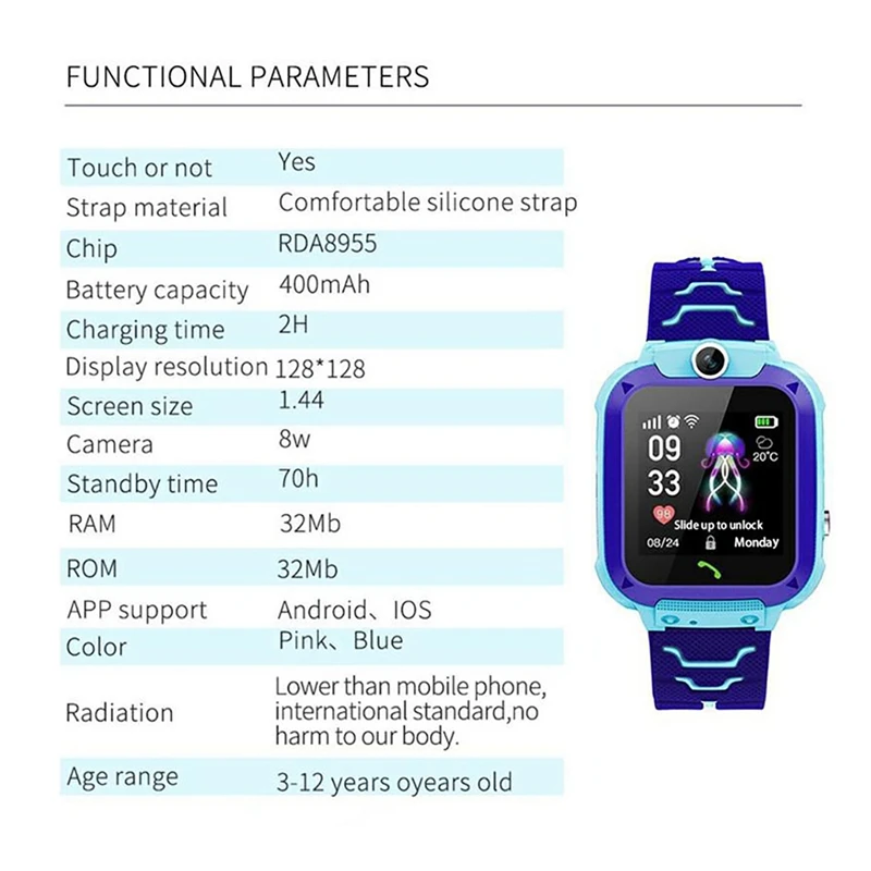 Q12 Смарт часы с gps GSM локатор сенсорный экран трекер SOS для малышей детей студентов 1,44 дюймов водонепроницаемый студенческий Смарт часы