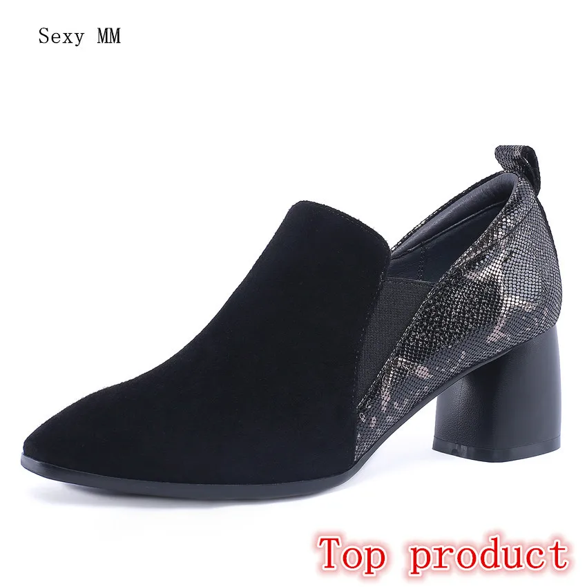 

Genuine Leather High Heels Women Pumps Office High Heel Shoes Stiletto Woman Party Shoes Kitten Heel Plus Size 34 - 40 41 42