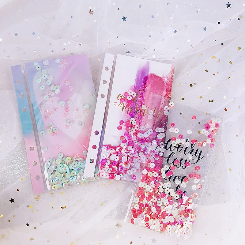 

Lovedoki Sequins Series Spiral Notebook Index Divider PVC Divider For 6 Holes Loose Leaf Planner Accessories Creative Stationery