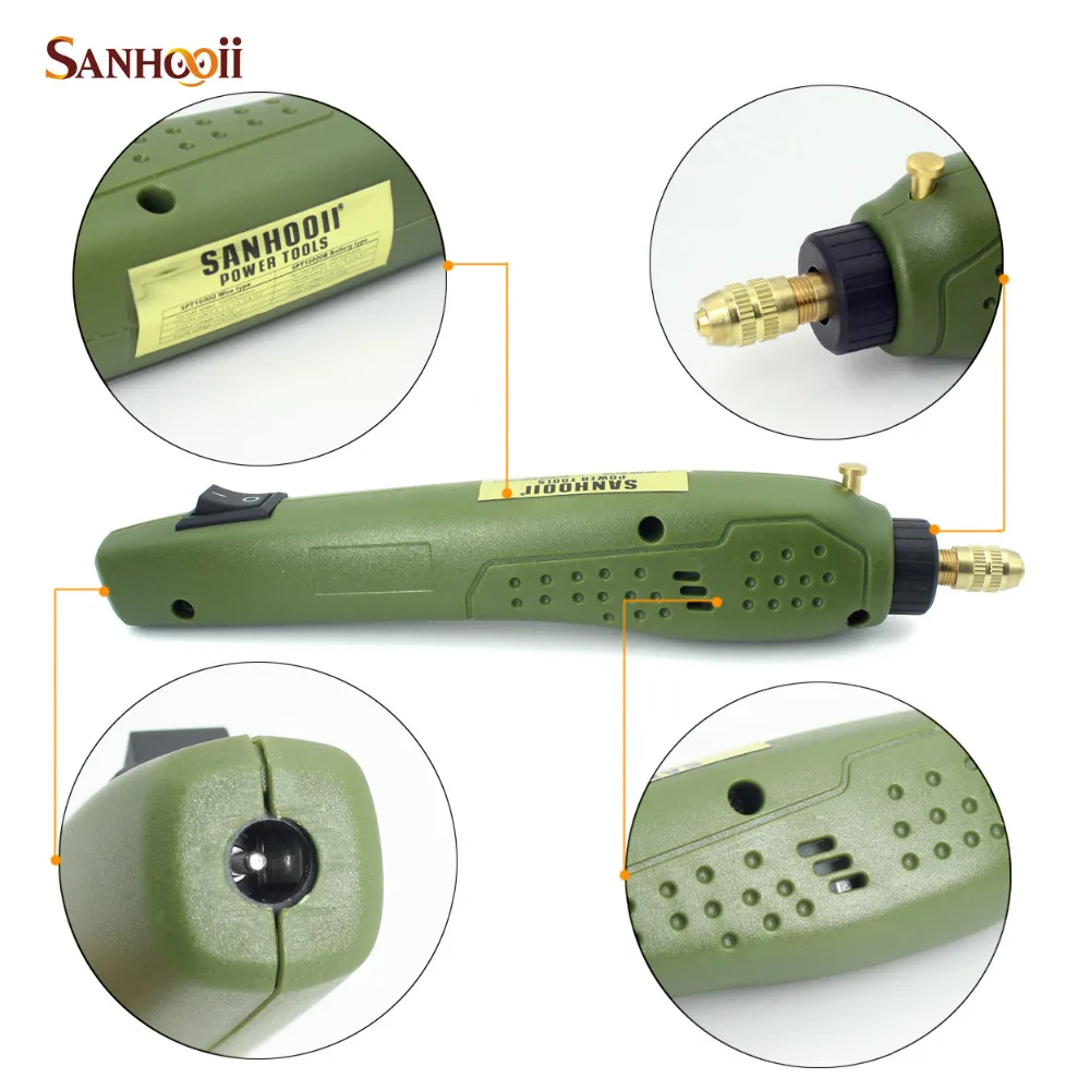 SANHOOII 110 V/220 V перезаряжаемая Мини электрическая роторная дрель шлифовальный инструмент для полировки и пескоструя набор инструментов аксессуары для Dremel US/EU