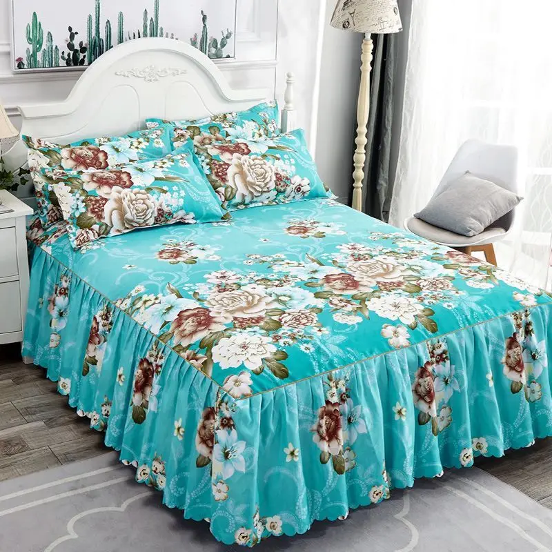 Модный корейский стиль саржевое изысканное нескользящее покрывало шлифованная кровать юбка принцесса Одиночная Двойная Толстая кровать 2,0 м кровать