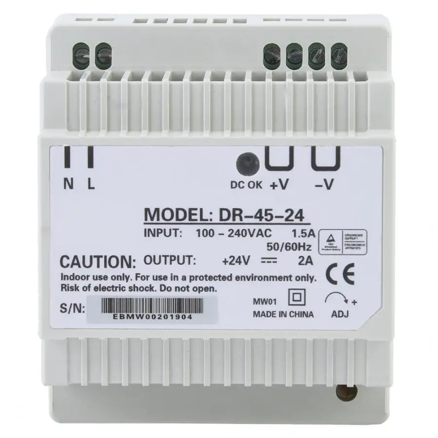 DR 45 24 45W одиночный выход 24V Промышленный din рейку импульсный источник питания AC/DC