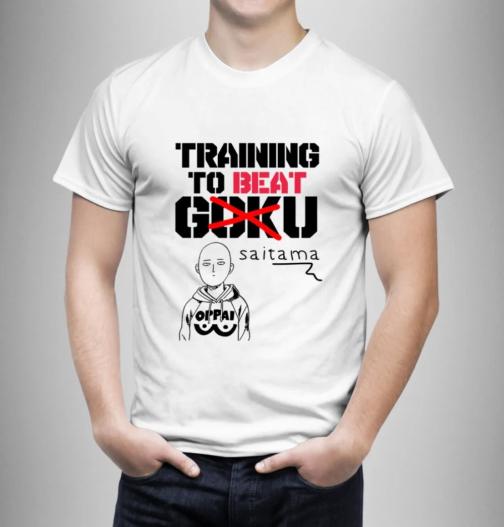 Training To Beat Saitama No Goku Funny T-Shirt White Regular 100% Cotton Newest 2019 Men Fashion | Мужская одежда