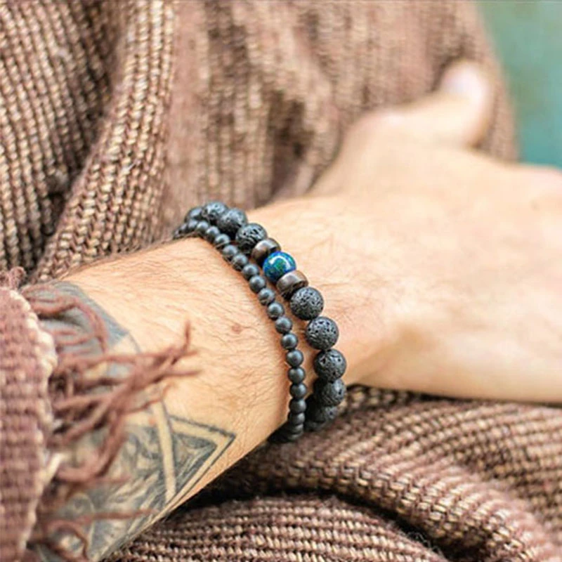

Natural Lave Stone Beaded Bracelet Men Hot Selling Fashion Phoenix Lapis Lazuli Men Bracelets Chakra Meditation Yoga Jewelry