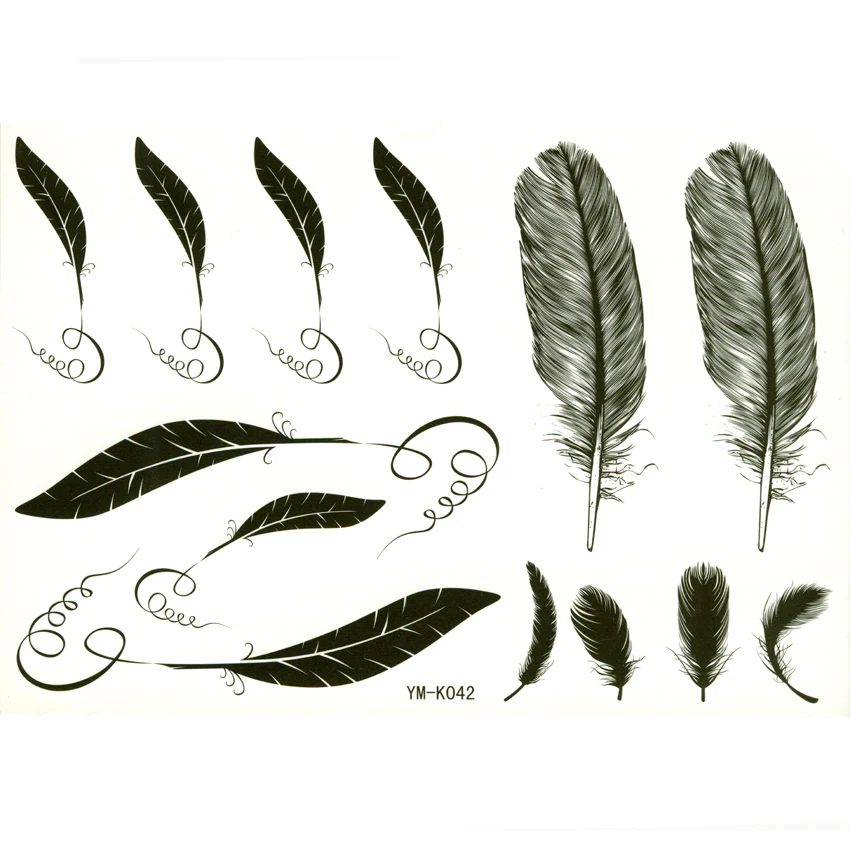 Pegatina de tatuaje temporal Feahter, 5 piezas, manga de tatuaje de henna, tatuaje falso kidsexo xha, manga de tatuaje de brazo, espada, tatuajes temporales