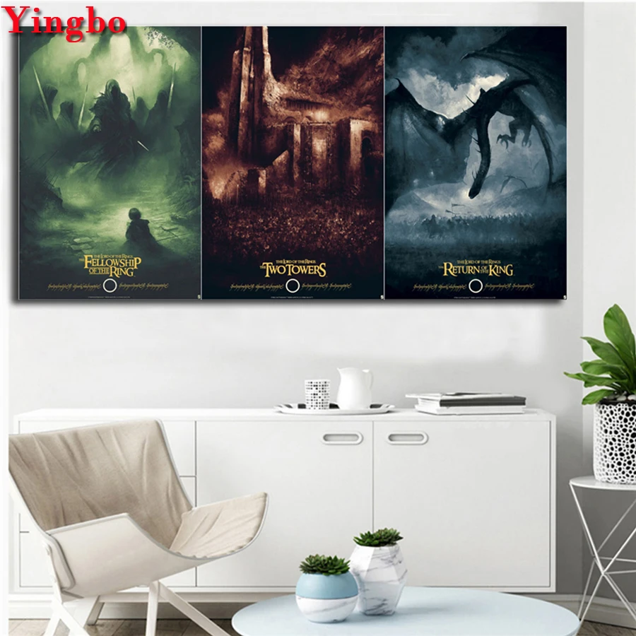 

3 pcs,Full Square/Round 5D DIY Diamond Painting Movies Lord of the Rings diamond Embroidery mosaic Cross Stitch Rhinestones