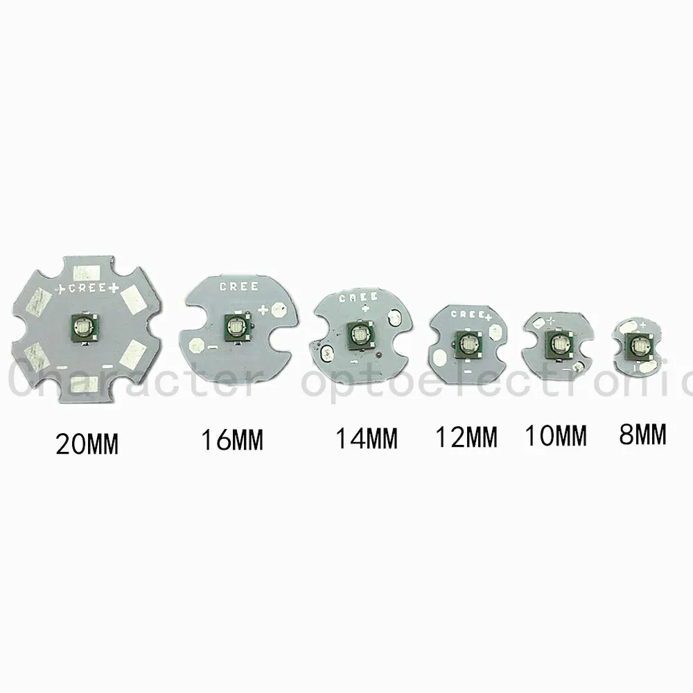 

5PCS LED CREE XPE R3 Chip 3W High Power light XP-E 520-525 Green LED Lamp with 20/16/14/12/10/8MM PCB heatsink