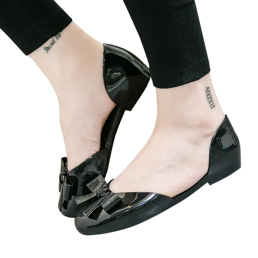 Сандалии на плоской подошве с бантиком женские сандалии из ПВХ на плоской подошве обувь с круглым носком на мягкой подошве с пластиковым бантом Новая женская обувь в Корейском стиле