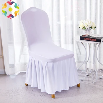 

New Big Discount Removable Big Skirt Chair Cover Stretch Elastic Slip Restaurant For Weddings Banquet Folding Hotel Chair