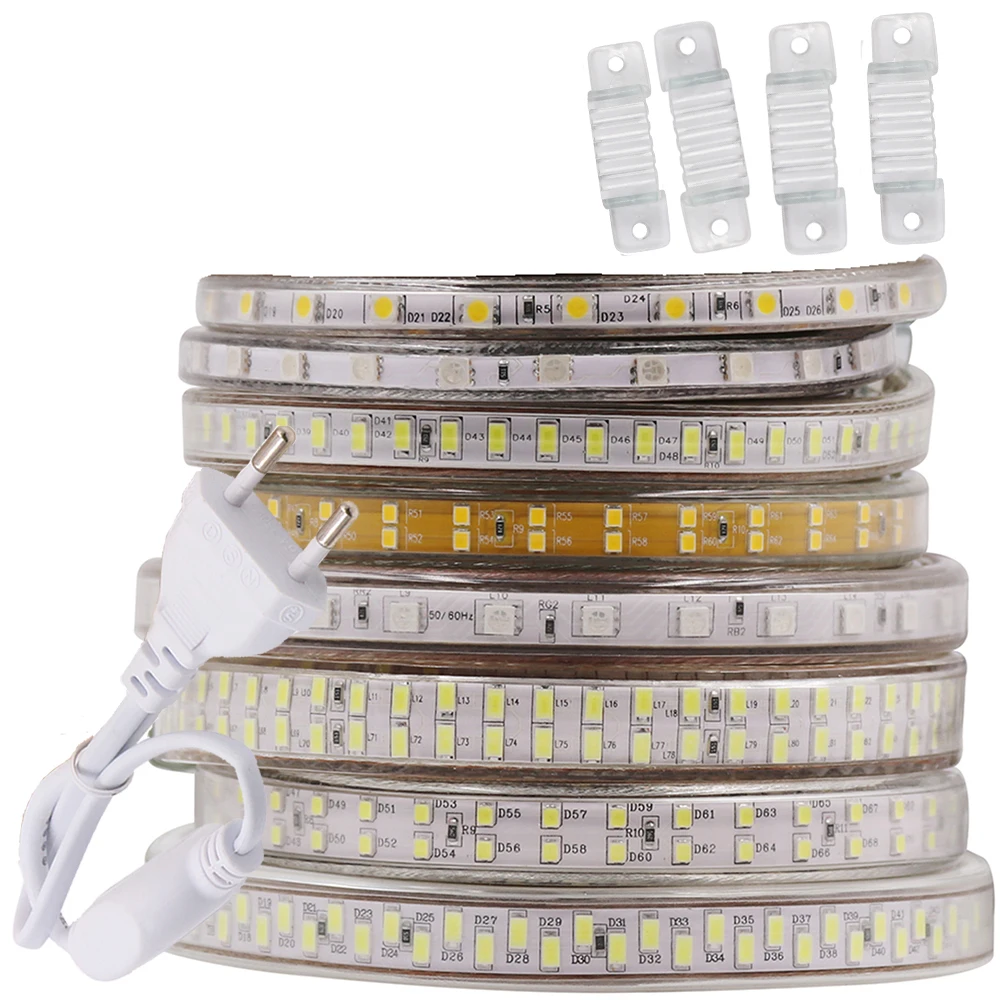 #cheap 220V EU 240Leds m SMD 5730 2835 5050 5630 Waterproof LED Tape Rope Light Warm White LED Strip For Home Decoration