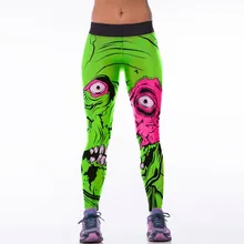 New 034 Sexy Girl Jogging Leggings Comics Green Monster Eyed zombie Prints High Waist Running Fitness