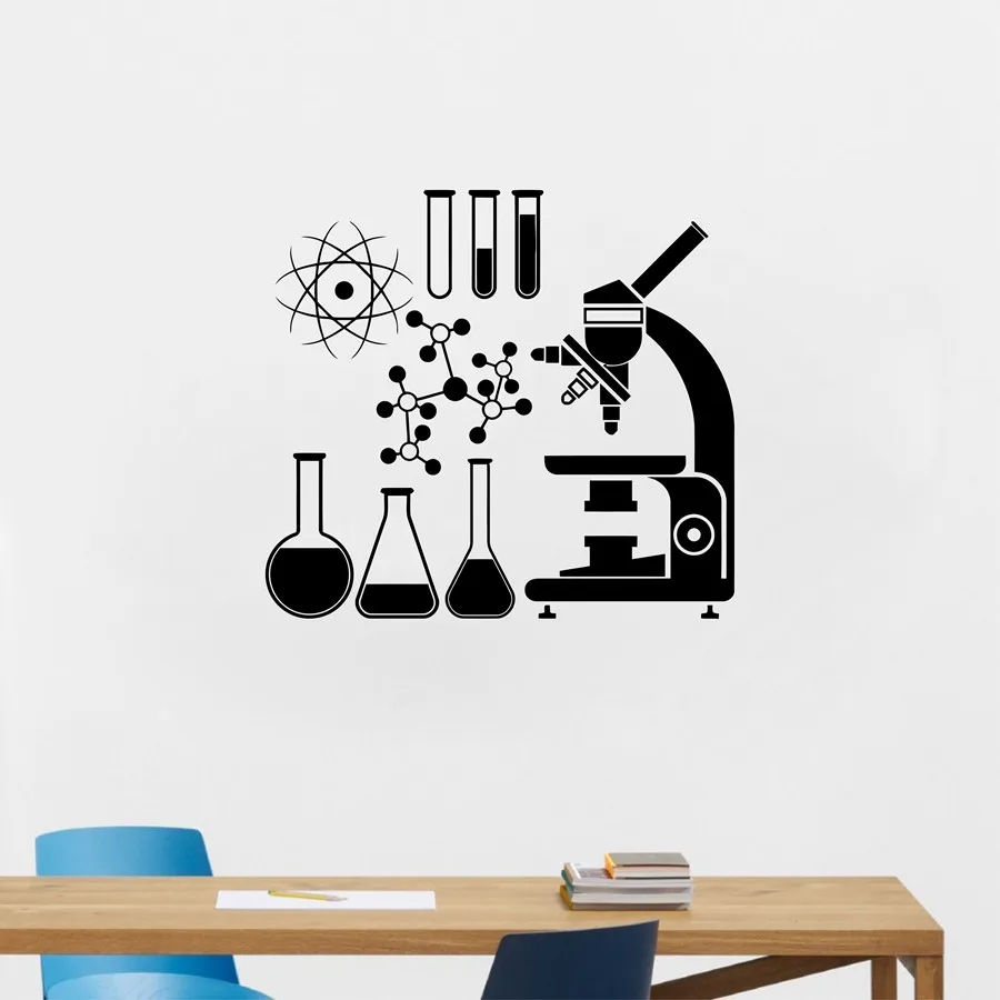 

New arrival diy Microscope Science Scientist Chemistry Vinyl Wall Sticker School laboratory Wall Art Mural Decals Decor