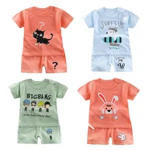 Одежда для маленьких девочек Летняя футболка с короткими рукавами+ штаны комплект из 2 предметов, детский спортивный костюм комплект одежды для маленьких мальчиков с принтом акулы