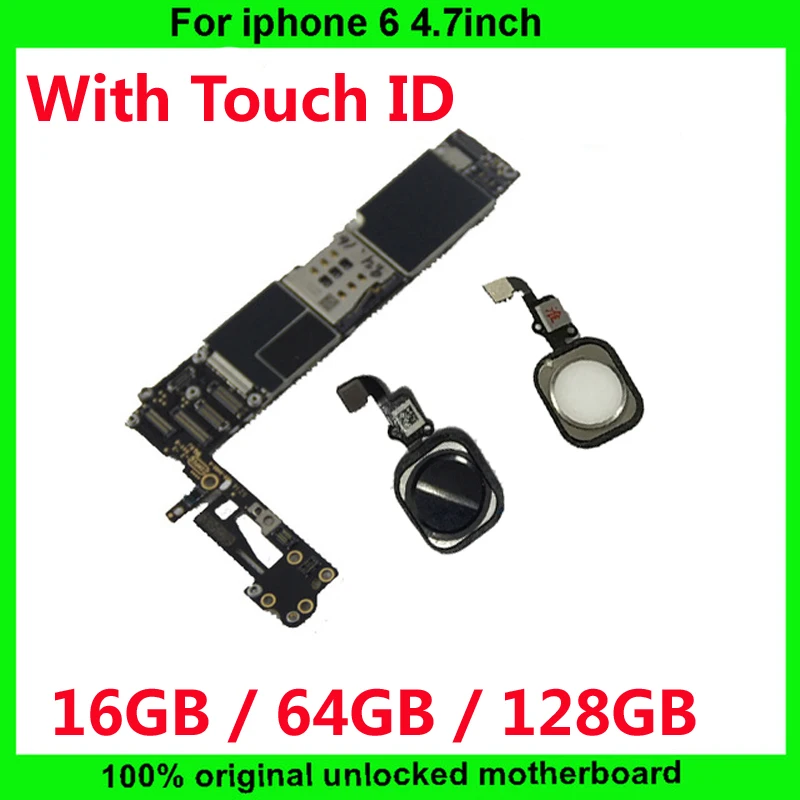 

Original Clean Unlocked iCloud Motherboard with / NO Touch ID for iphone 6 16GB 64GB 128GB IOS Circuits Board Logic mainboard