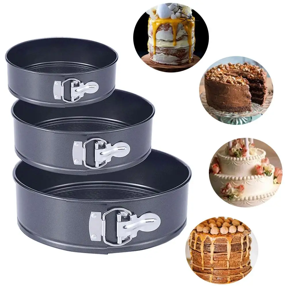 

3Pcs Non-stick Oven Springform Pan Round Cake Bakeware Leakproof Baking Tray