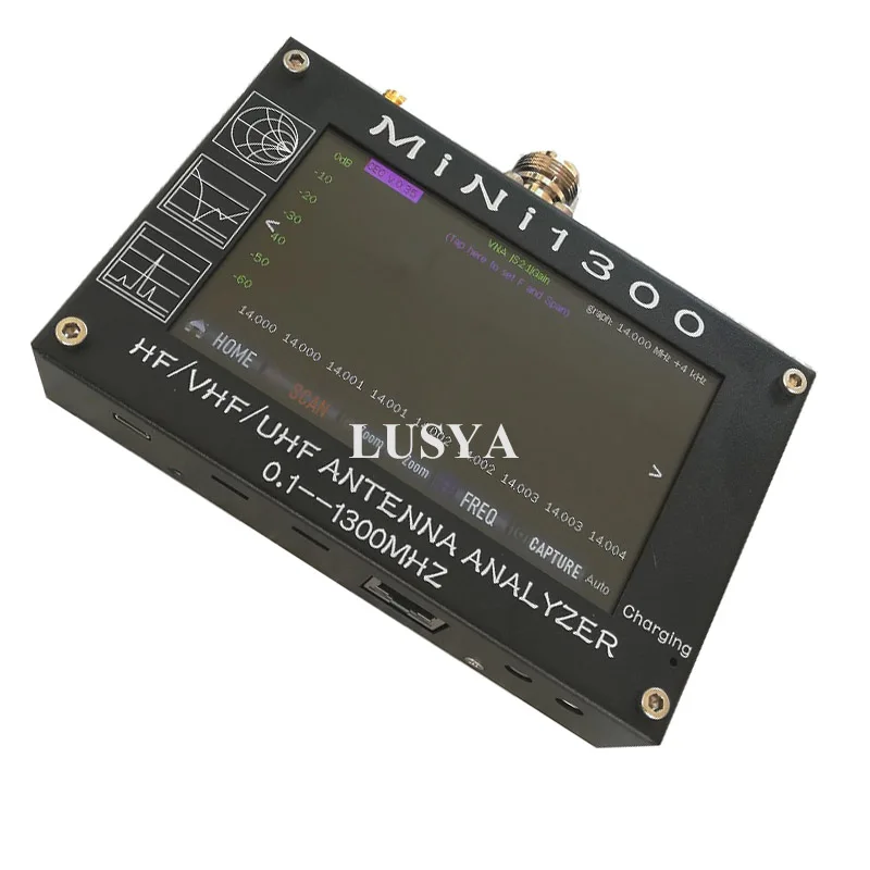 UV+ HF Mini1300 4," сенсорный lcd 0,1-1300 MHz 13.GHz HF/VHF/UHF ANT КСВ Антенный Анализатор метр+ аккумуляторная батарея