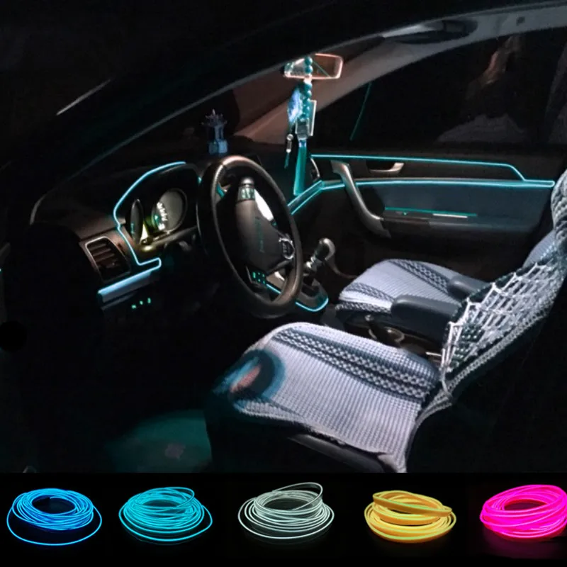 

JURUS 1M/2M/3Meter/5M Lights Interior Lighting LED Strip EL Wire Rope Tube Line Flexible Neon Light 12V Drive Auto Accessories